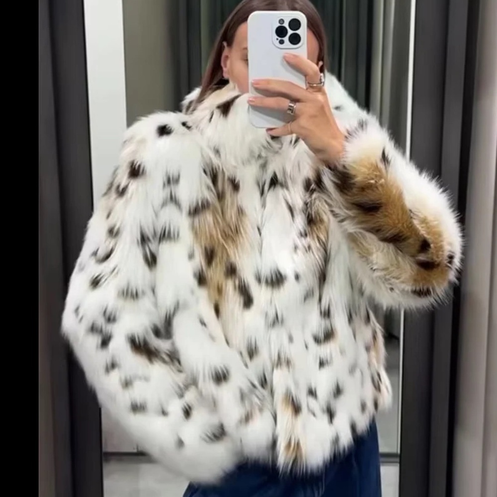 Faux Fur Y2K Leopard Print Jacket